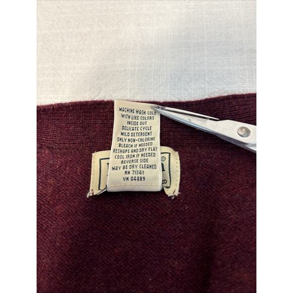 L L Bean Lambswool Cardigan XL Burgundy Heritage Grandpa Academia Pockets - Picture 6 of 14